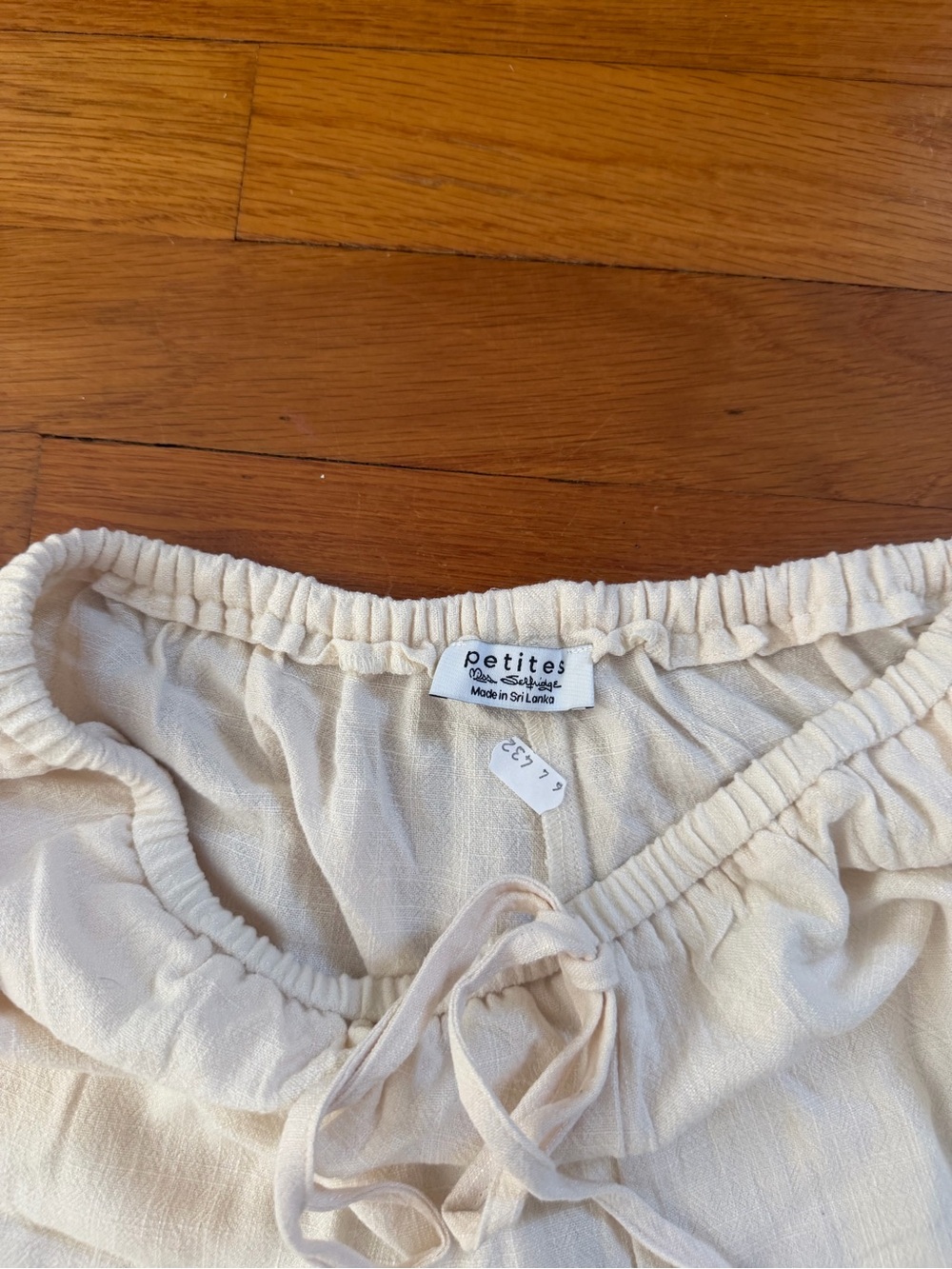 ASOS Light Cream Drawstring Linen-Blend Pants - Picture 2 of 3